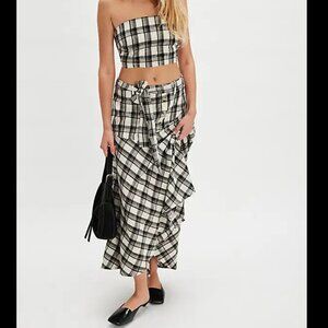 NWT Free People After You Set in Black Plaid
